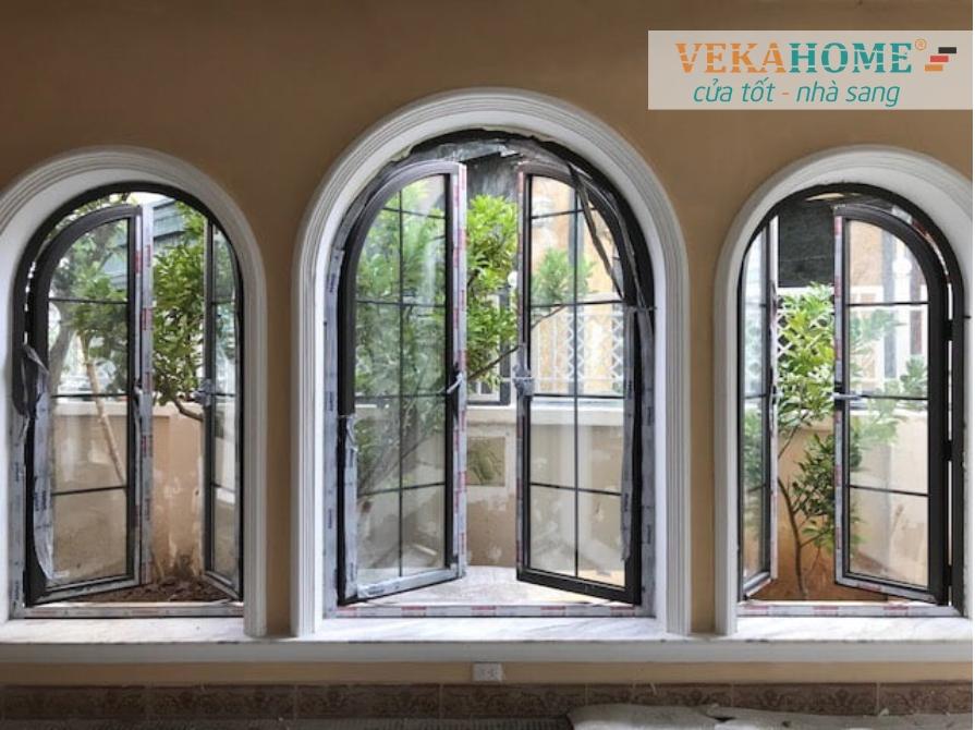 Hình ảnh cửa sổ nhôm Xingfa uốn vòm